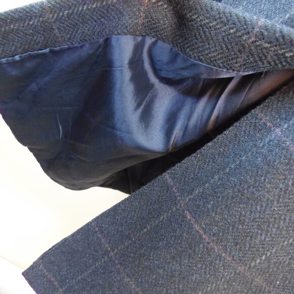 Vintage Jos A Banks Clothiers 100% Wool Dk Blue Plaid Sports Coat Union Label - Picture 10 of 11
